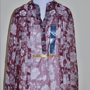 Lucky Brand Sheer Peasant Blouse